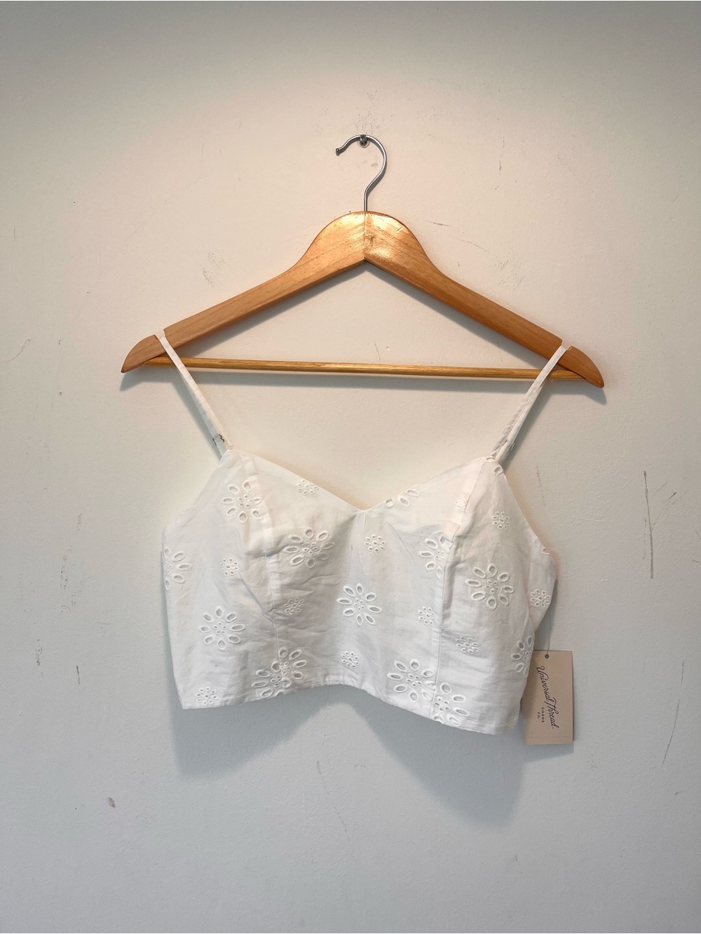 White Eyelet Cropped Cami Bustier crop top, New with tags, Small